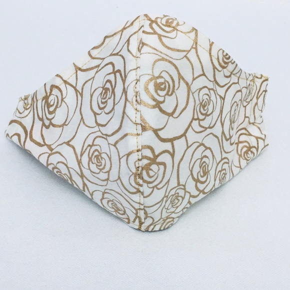 Accessories - REVERSIBLE FACE MASK 💯% COTTON GOLD TONES 2PLY